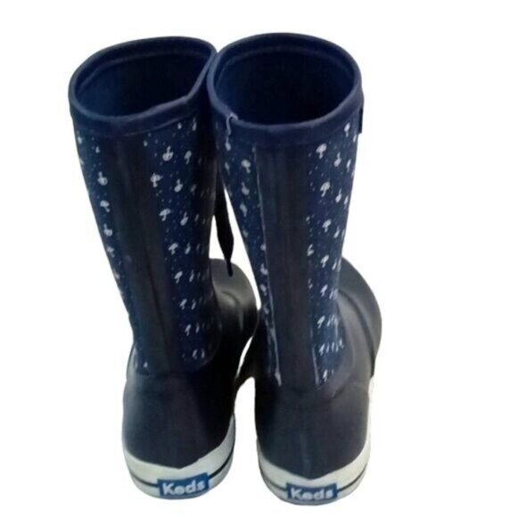 Ladies Keds Waterproof Rubber Boots - Navy Blue with Umbrella Pattern Size 6 - Picture 6 of 10